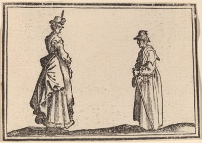 Two Women in Profile by Edouard Eckman after Jacques Callot