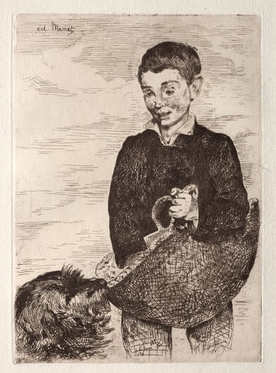 The Boy with the Dog, with the Basket by Édouard Manet
