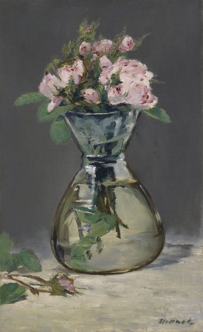 Moss Roses in a Vase by Édouard Manet