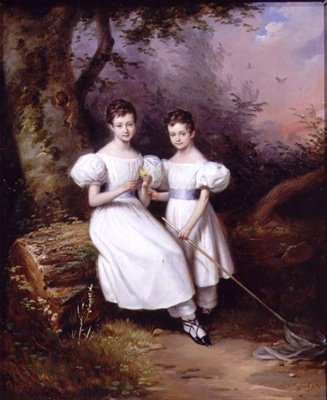 Portrait of Two Children by Edouard Pingret