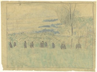 Landscape with Walkers: Funeral Procession (?) by Edouard Vuillard