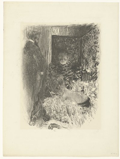 Two women and a man in illuminated interior by Edouard Vuillard