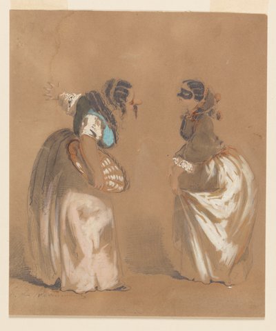 Two Masked Ladies Bowing by Edouard de Beaumont