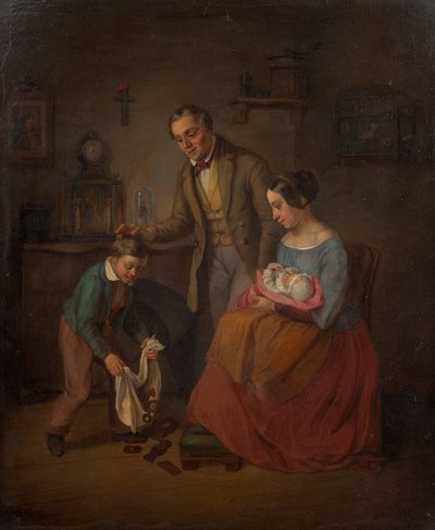 Family at the St. Nicholas Gift Giving by Eduard Ritter
