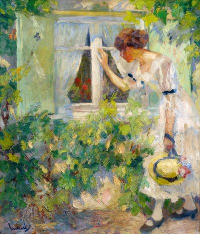 Young Woman Looking Through a Window by Edward Cucuel