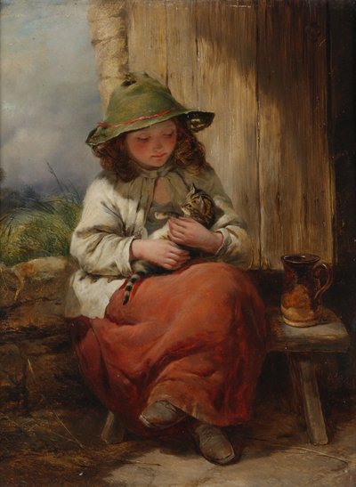 Child with Kitten by Edward John Cobbett