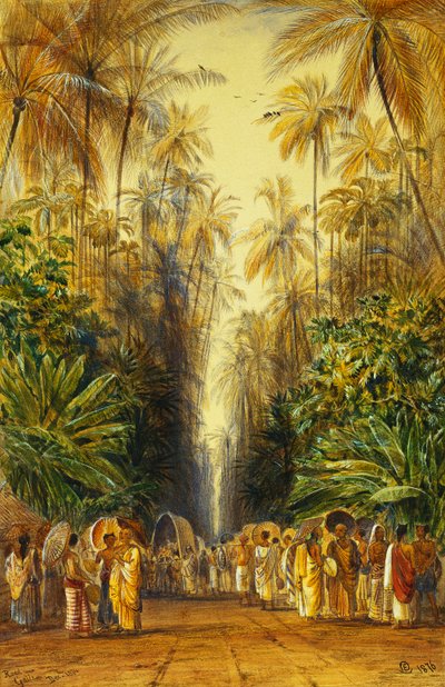 Figures on a Road Near Galle, Ceylon by Edward Lear
