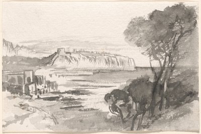 View across a Bay Monaco by Edward Lear