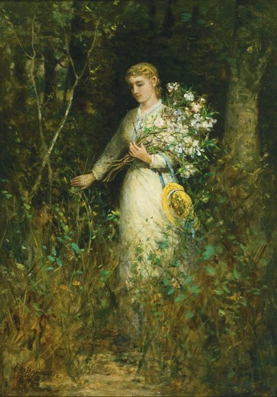 Lady with Bouquet by Edward Mitchell Bannister
