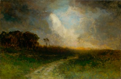 Untitled (landscape, man on horse) by Edward Mitchell Bannister