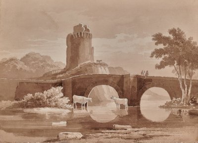 Landscape with Bridge and Cows by Edward Pretty