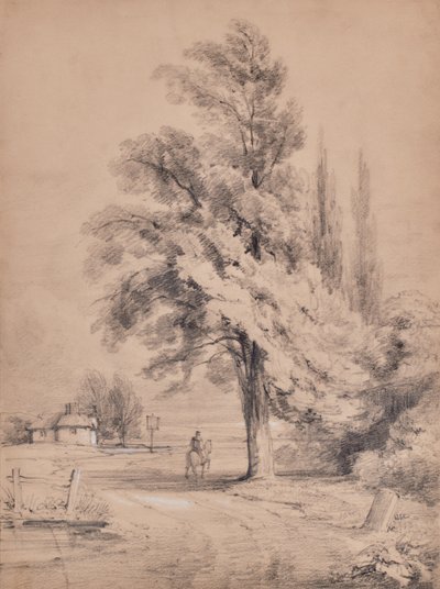 Landscape with Tree and Horse Rider by Edward Pretty