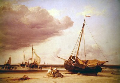 A Beach Scene by Edward William Cooke