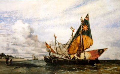 Beach scene by Edward William Cooke