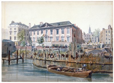 Construction of London Bridge, 1826 by Edward William Cooke