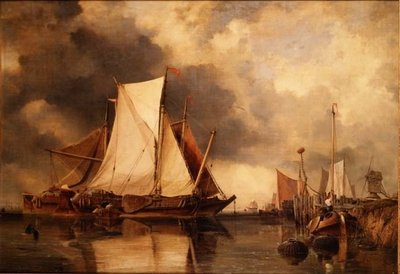 Fishing Boats Aground on the Scheldt by Edward William Cooke