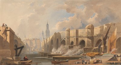 Old and New London Bridge by Edward William Cooke
