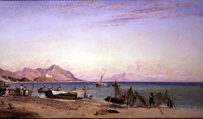 Salerno, Drying Nets by Edward William Cooke