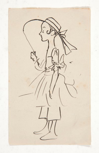 Cartoon of a Young Girl by Edwin Austin Abbey