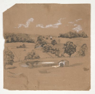 Farm Landscape Overlooking Pastures by Edwin Austin Abbey
