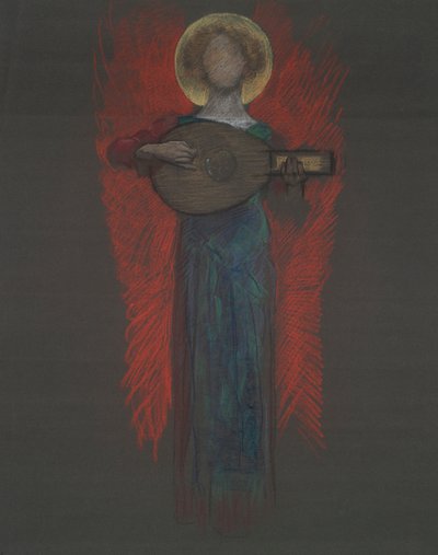 Study, Angel with Musical Instrument by Edwin Austin Abbey