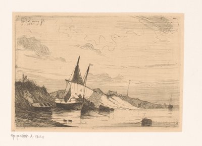 Fishing Boat by the Dunes of Blankenberge by Egidius Linnig