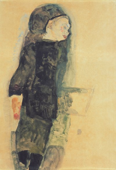 Child in a Black Dress by Egon Schiele