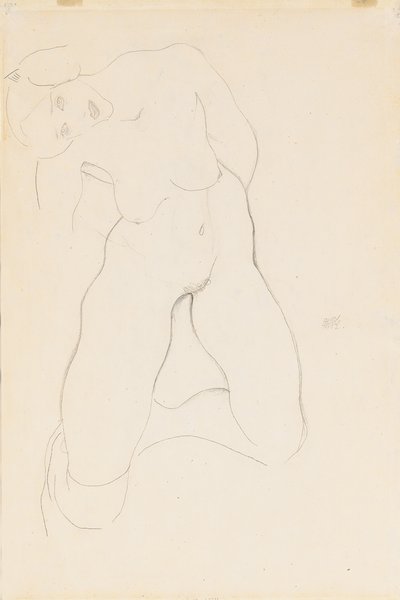 Kneeling Female Nude by Egon Schiele