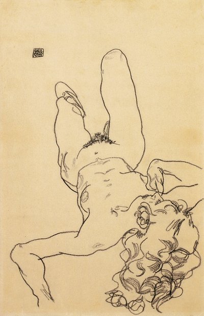 Kneeling Female Nude by Egon Schiele
