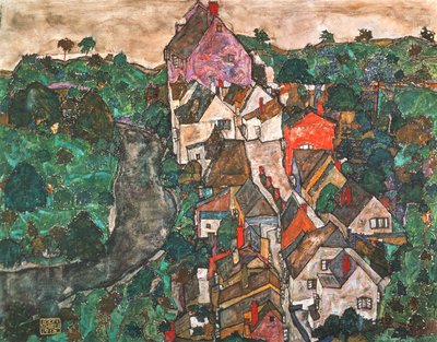 Landscape at Krumau by Egon Schiele