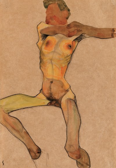 Male Nude, Yellow, 1910 by Egon Schiele