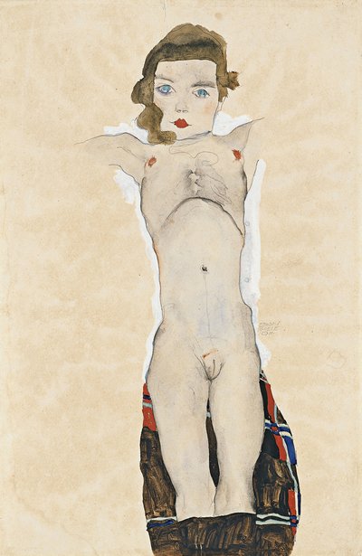 Nude Girl with Arms Outstretched, 1911 by Egon Schiele