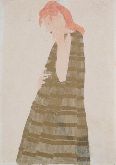 Standing Woman in a Golden Dress by Egon Schiele
