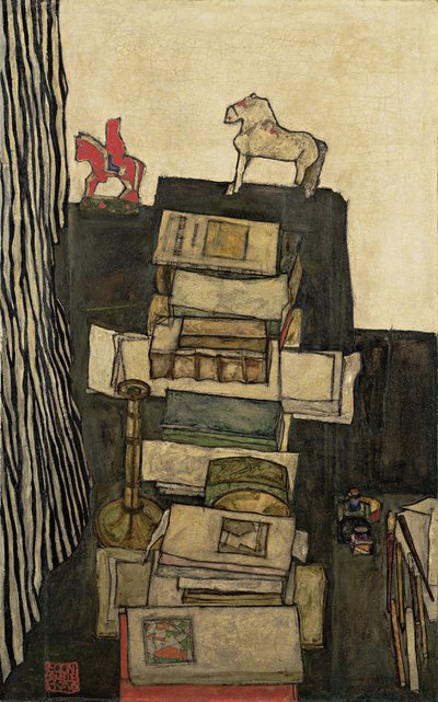 Still Life with Books, Schiele