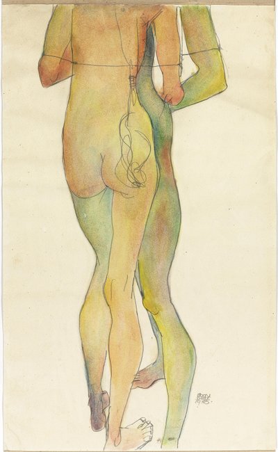 Two standing nudes by Egon Schiele