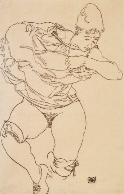 Woman Undressing by Egon Schiele