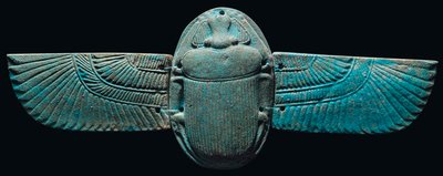 An Egyptian faience winged scarab, c. 664-30 B.C by Egyptian