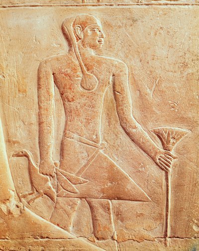 Servant and Bird, Relief by Egyptian 5th Dynasty