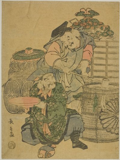 Ebisu and Daikokuten Tasting Sake by Eishōsai Chōki