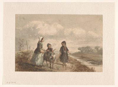 Three Young Children in a Landscape by Elchanon Verveer