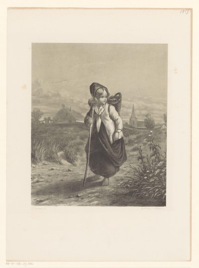 Girl with Basket on Her Back by Elchanon Verveer