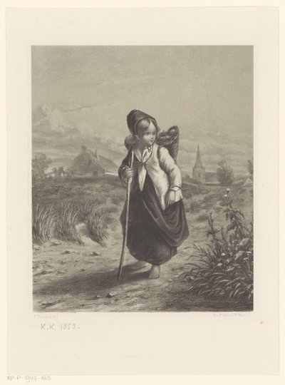 Girl with a Basket on Her Back by Elchanon Verveer