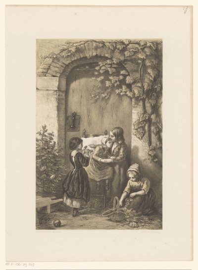 Four Girls in Front of a Door by Elchanon Verveer