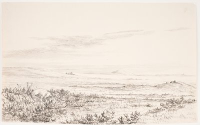 Hilly Heathland with Two Foxes by Eleonore Christine Tscherning