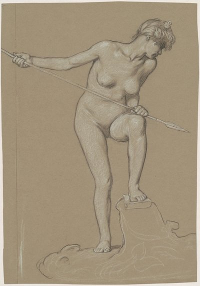 Girl Spearing Dolphin by Elihu Vedder