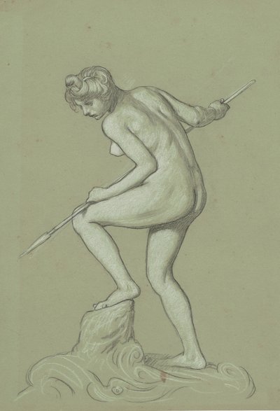 Girl Spearing Dolphin by Elihu Vedder