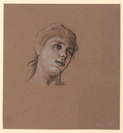 Portrait Sketch of a Young Girl by Elihu Vedder