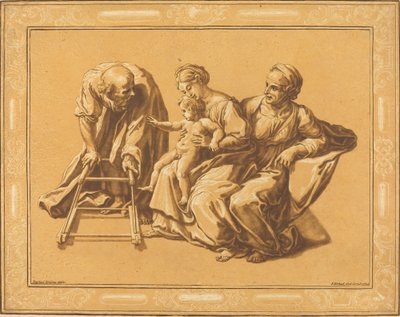 The Holy Family by Elisha Kirkall, after Giulio Romano