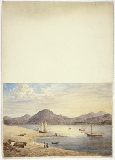 View of Harbor with Four Sailboats by Elizabeth Murray