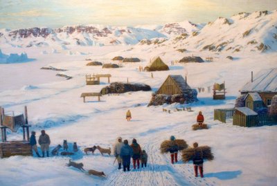 Winter Inuit Settlement by Emanuel A. Petersen